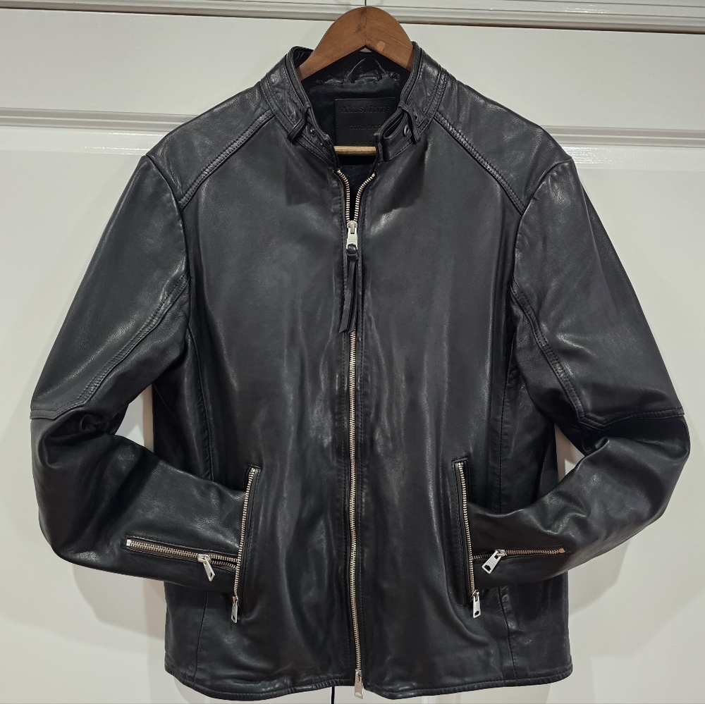 AllSaints Cora Men's Leather Jacket Slim Fit Size XL Like New Authentic !